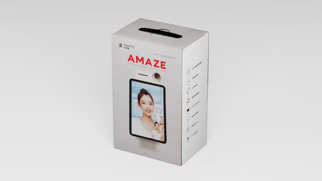 Verpackung des Cadothy Amaze 5 Pro mit Tragegriff für den sicheren Transport des Livestream-Systems