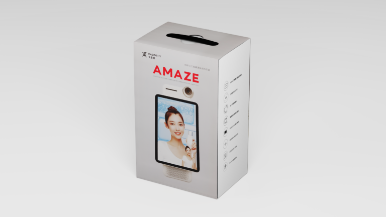 Verpackung des Cadothy Amaze 5 Pro mit Tragegriff für den sicheren Transport des Livestream-Systems
